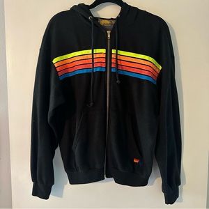Aviator Nation 5 stripe zip hoodie